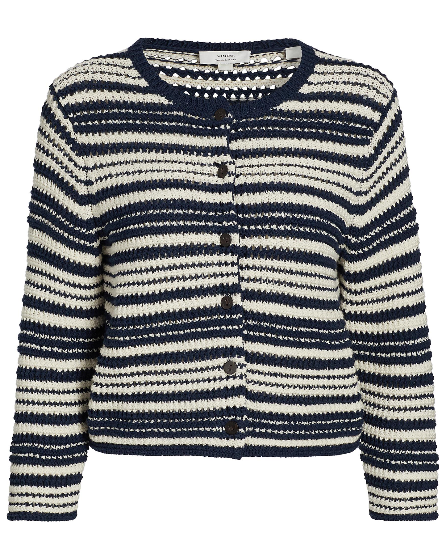 Textured Stripe Italian Cotton Cardigan