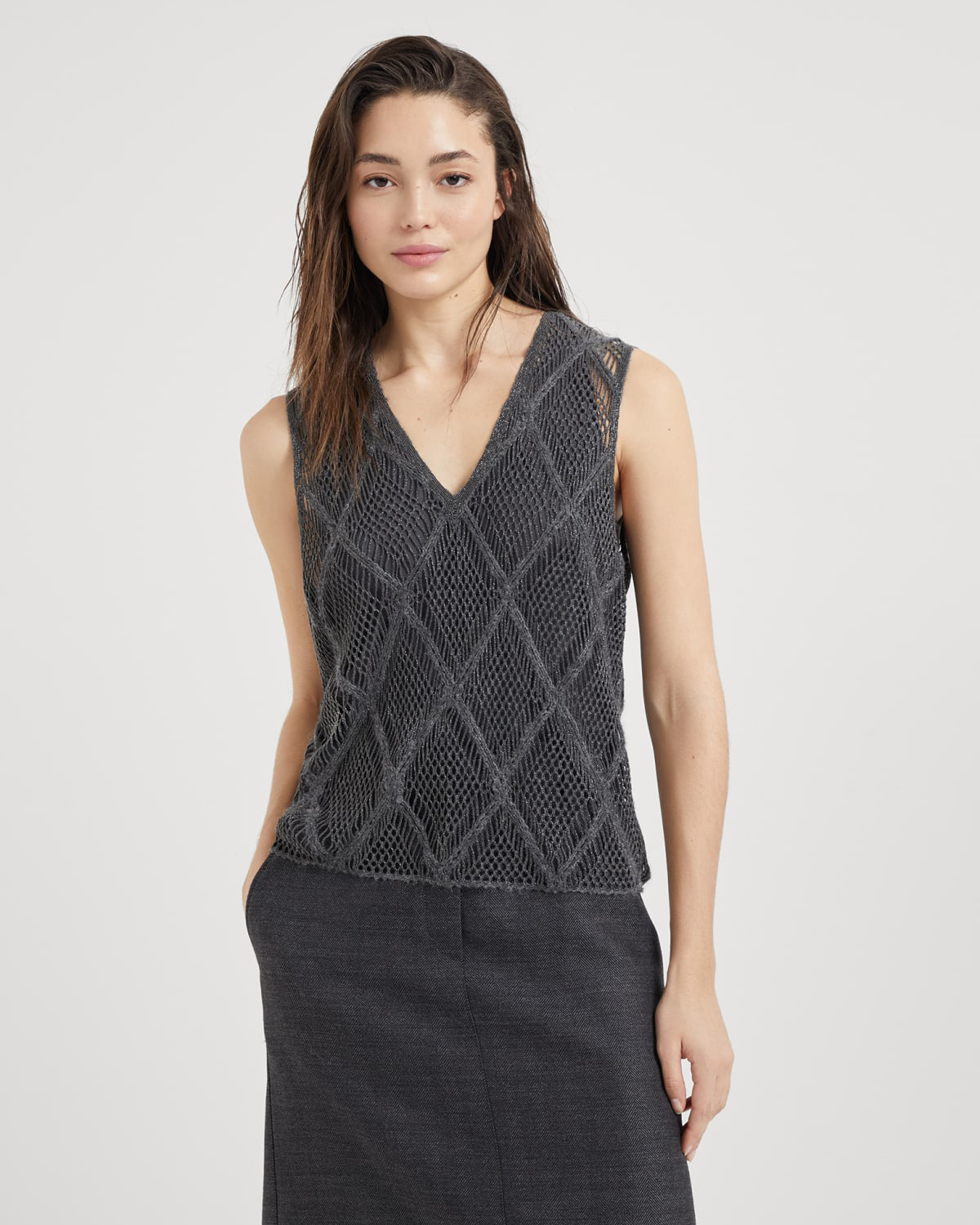 Precious Argyle Embroidery T-Shirt
