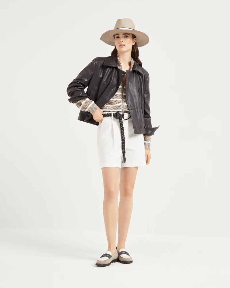 Polished Leather Cropped Peacoat