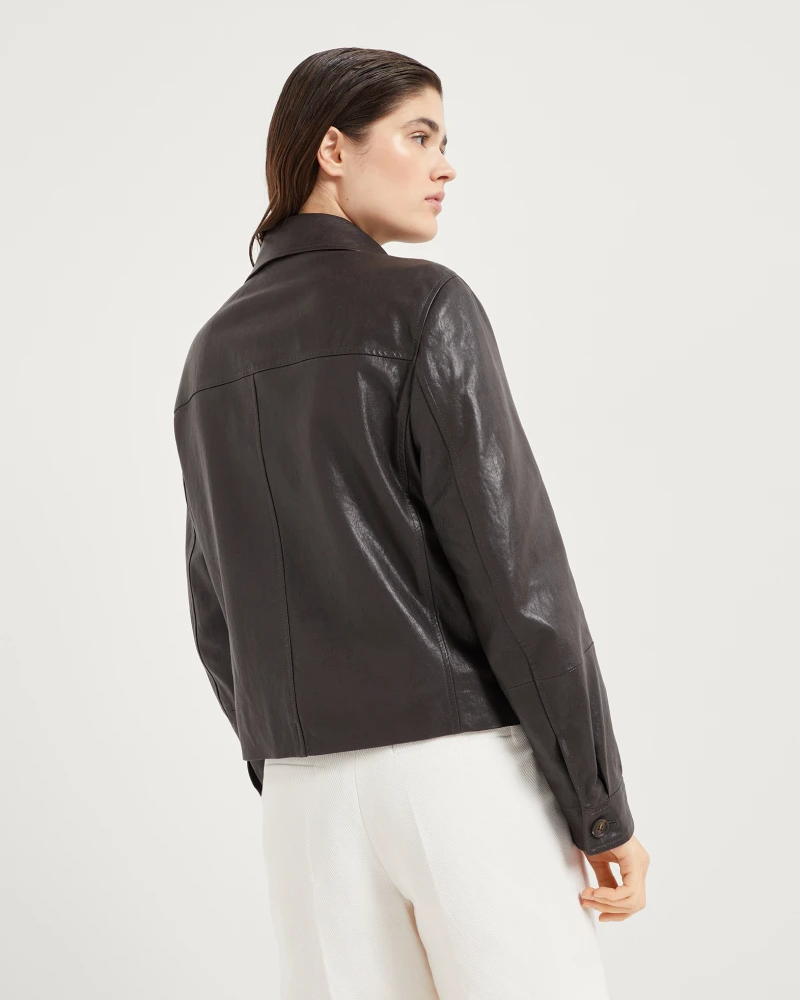 Polished Leather Cropped Peacoat
