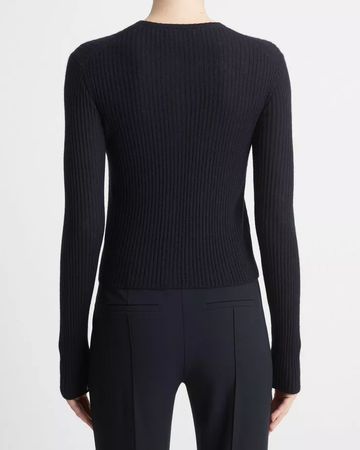 Cashmere-Silk Ribbed Cardigan