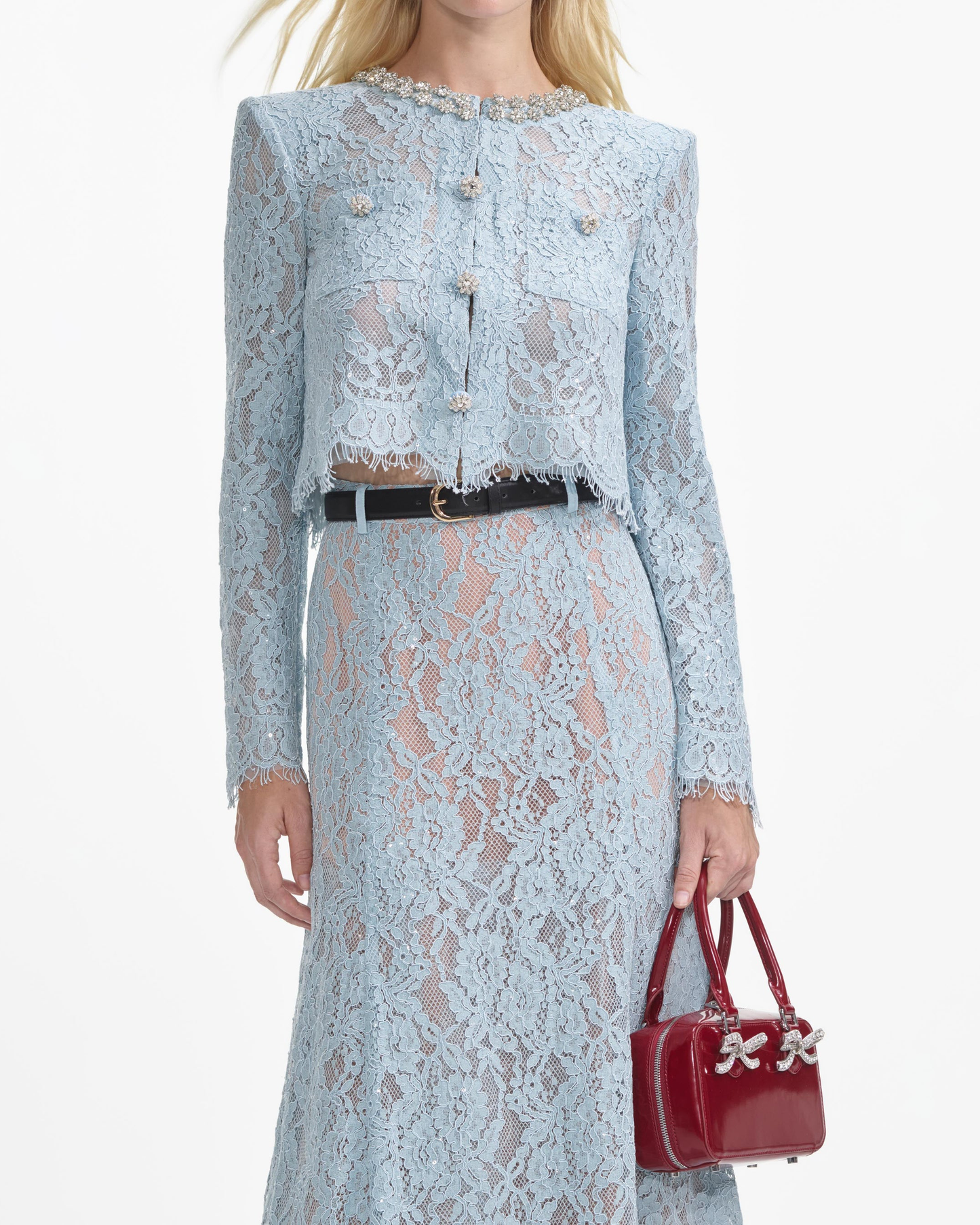 Lace Flared Midi Skirt