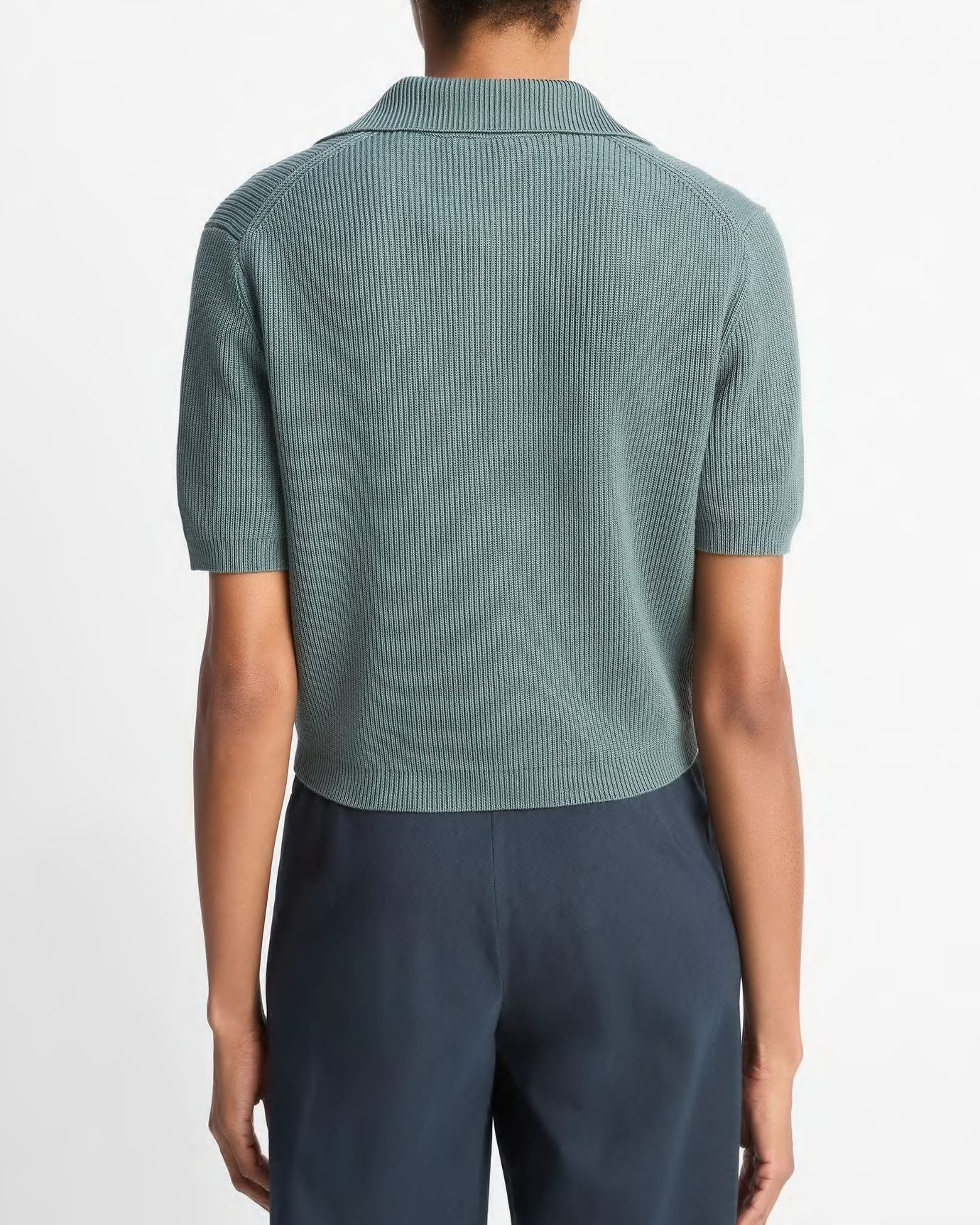 Ribbed Silk-Cotton Polo Sweater