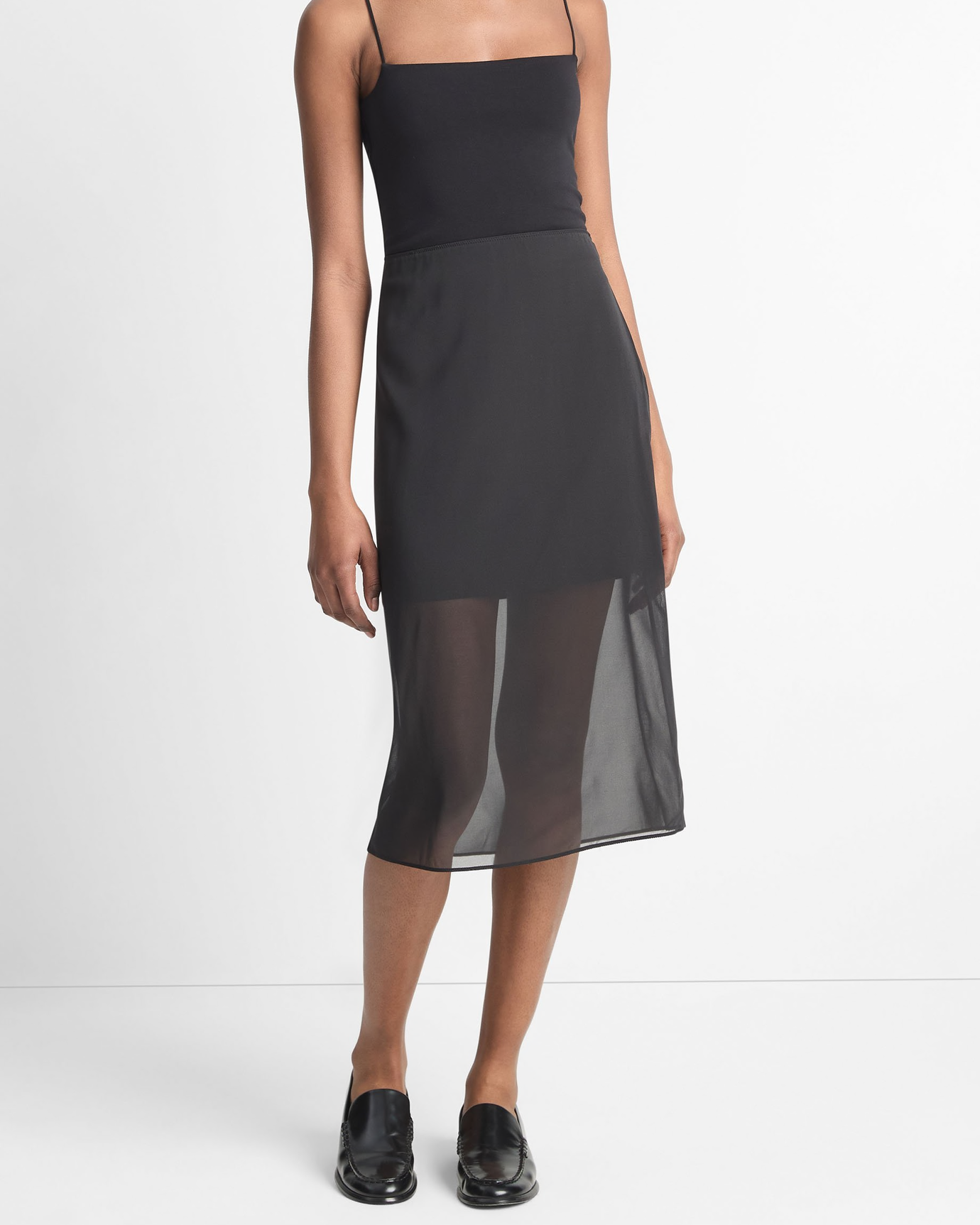 Sheer Stretch-Silk Overlay Skirt