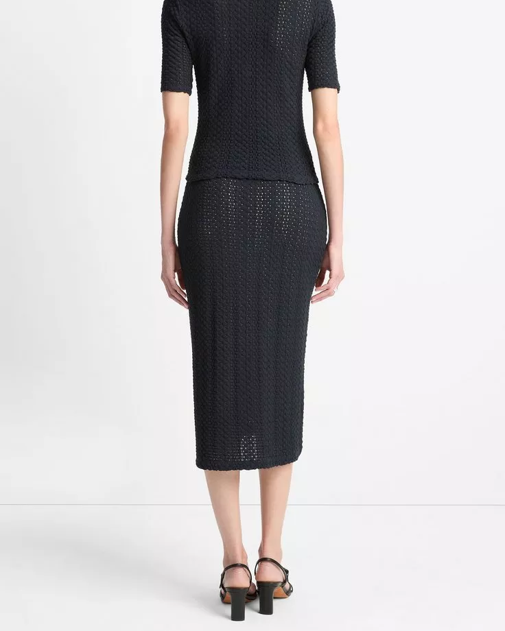 Textural Cotton Midi Skirt