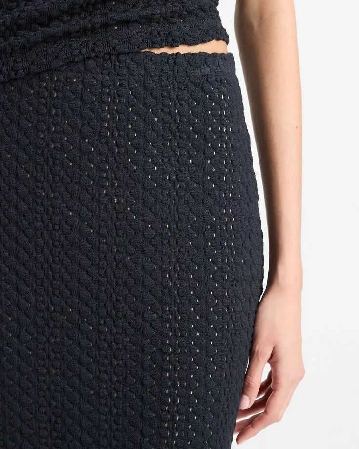Textural Cotton Midi Skirt