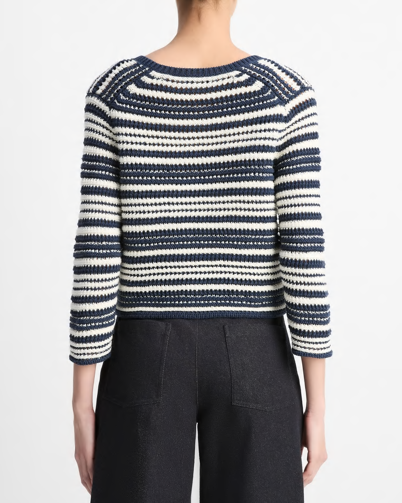 Textured Stripe Italian Cotton Cardigan
