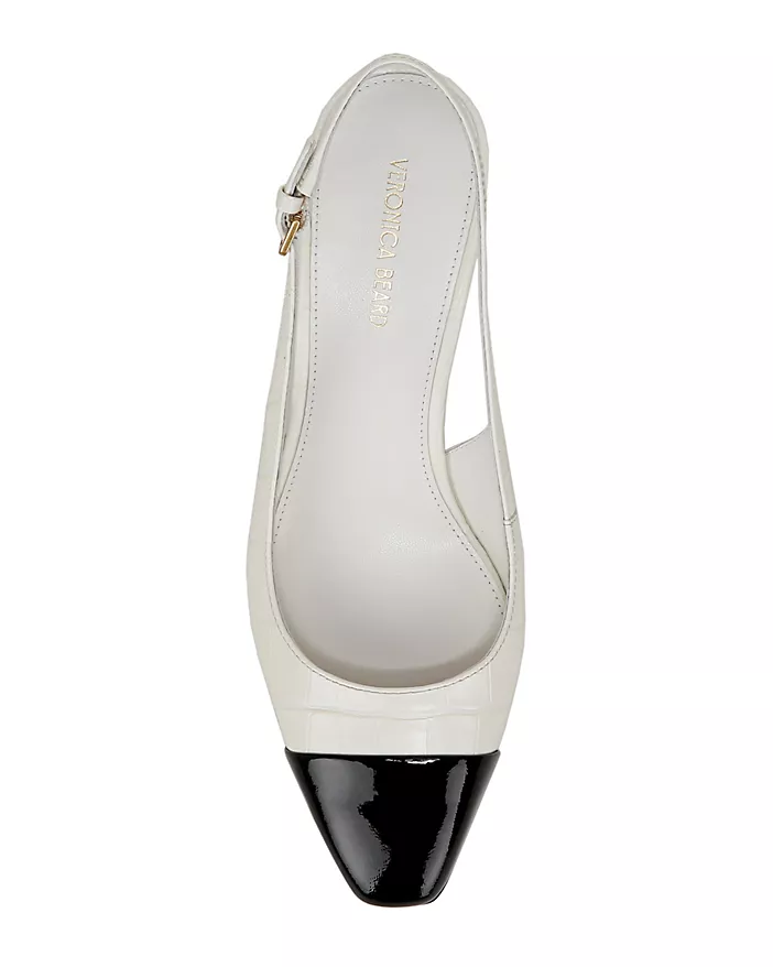 Cecile Leather Cap-Toe Slingback Pump