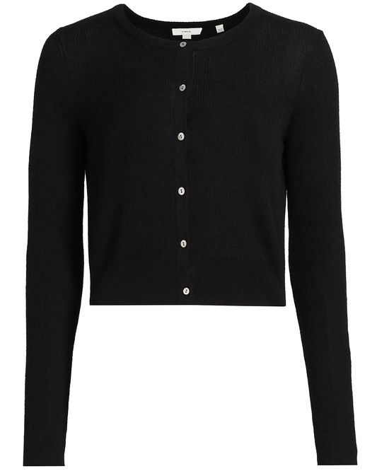 Wool-Blend Shrunken Snap Cardigan