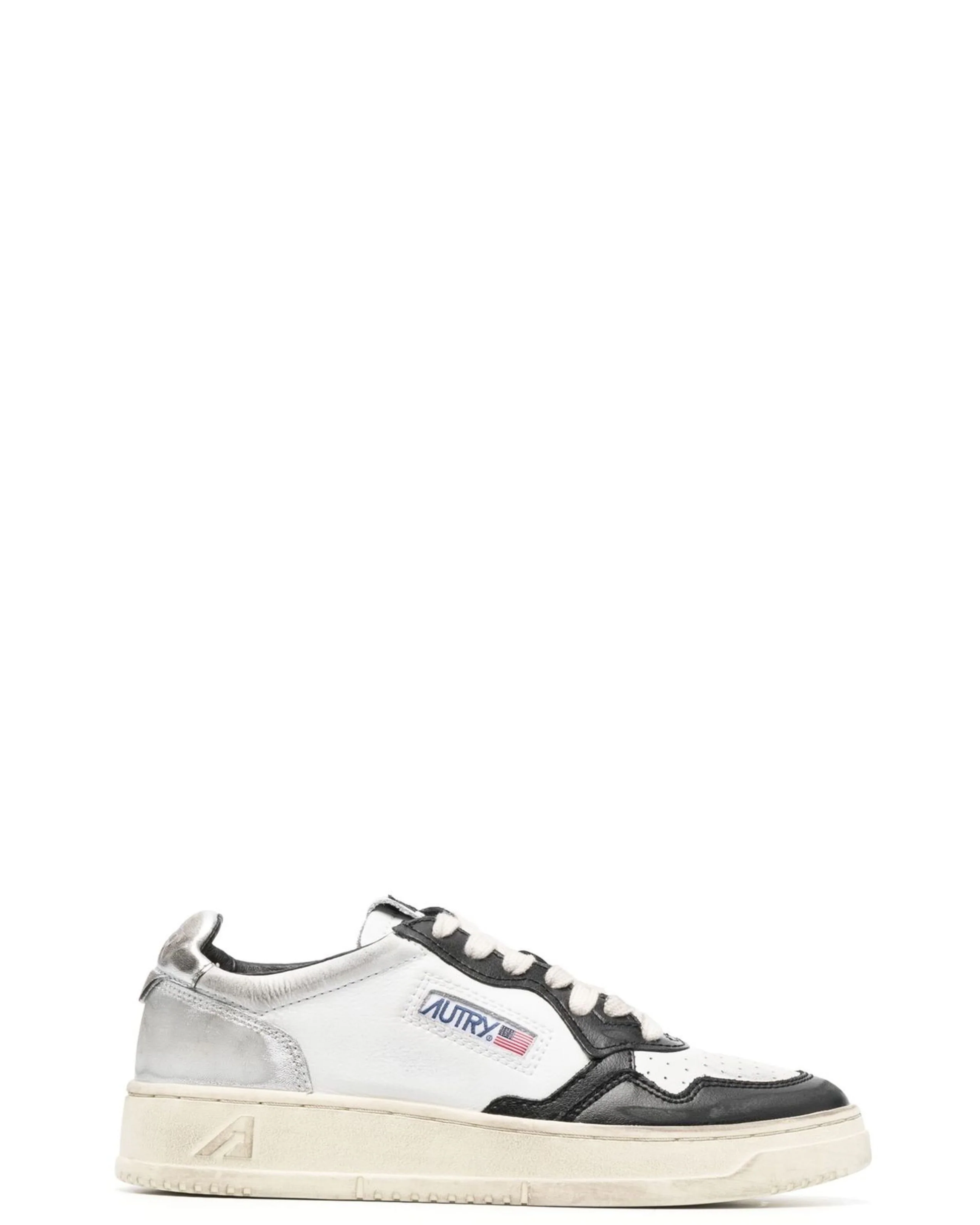 スニーカー AUTRY Medalist vintage sneakers in leather black and sliver AUTRY Medalist Low Vintage Sneakers - Black/White/Silver – B