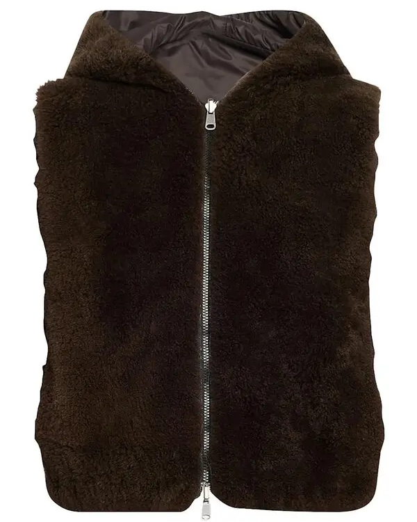Cashmere Shearling Hooded Vest