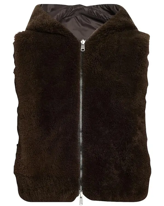 Cashmere Shearling Hooded Vest