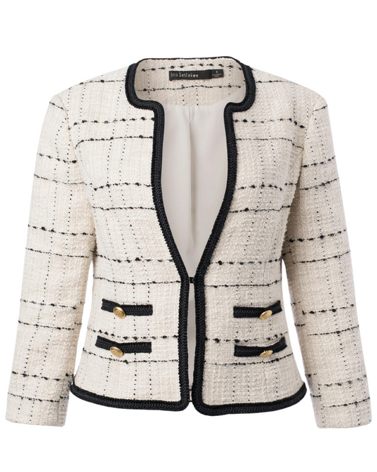 Collarless Open Front Jacket