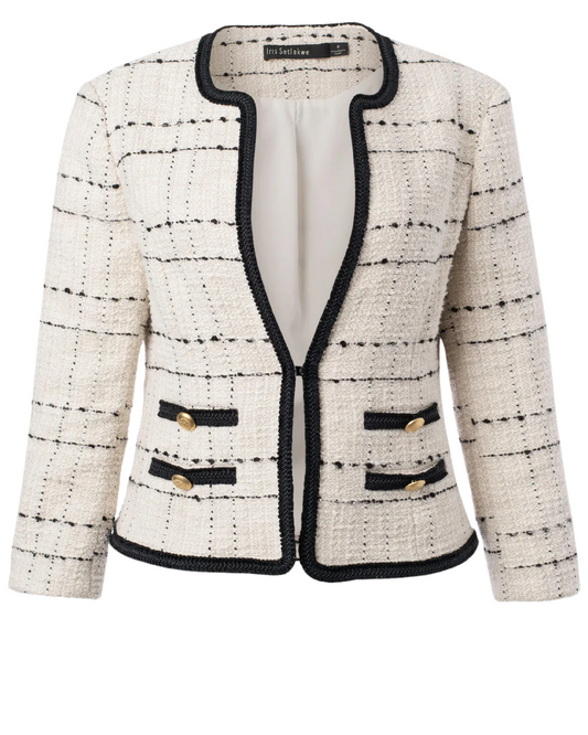 Collarless Open Front Jacket