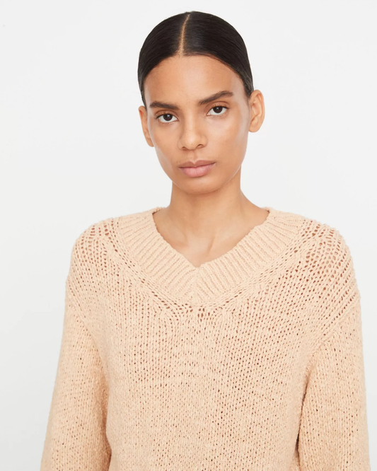 Drop Shoulder V-Neck Sweater