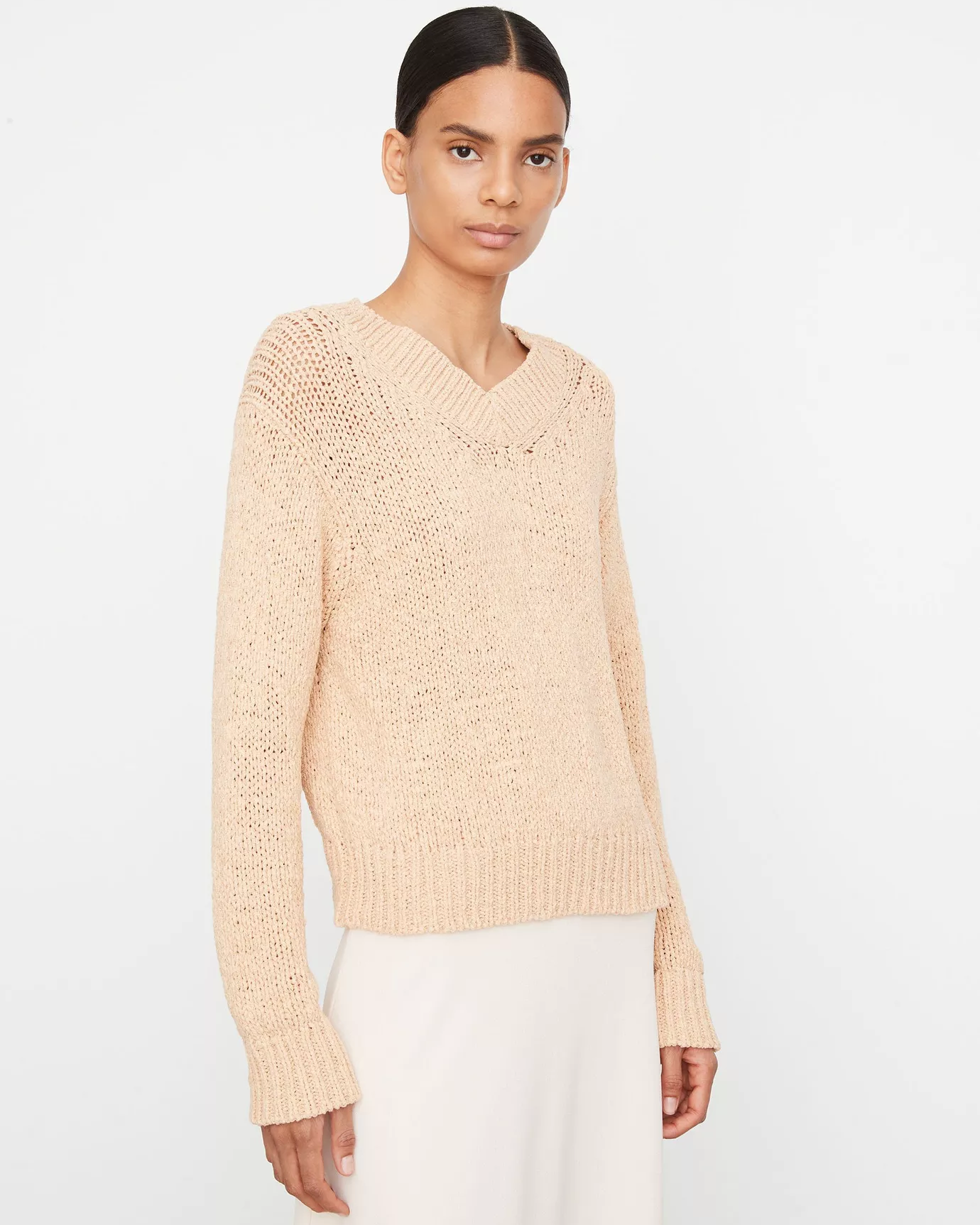 Drop Shoulder V-Neck Sweater