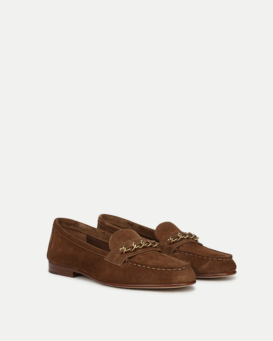 Penny Suede Chain-Link Loafer