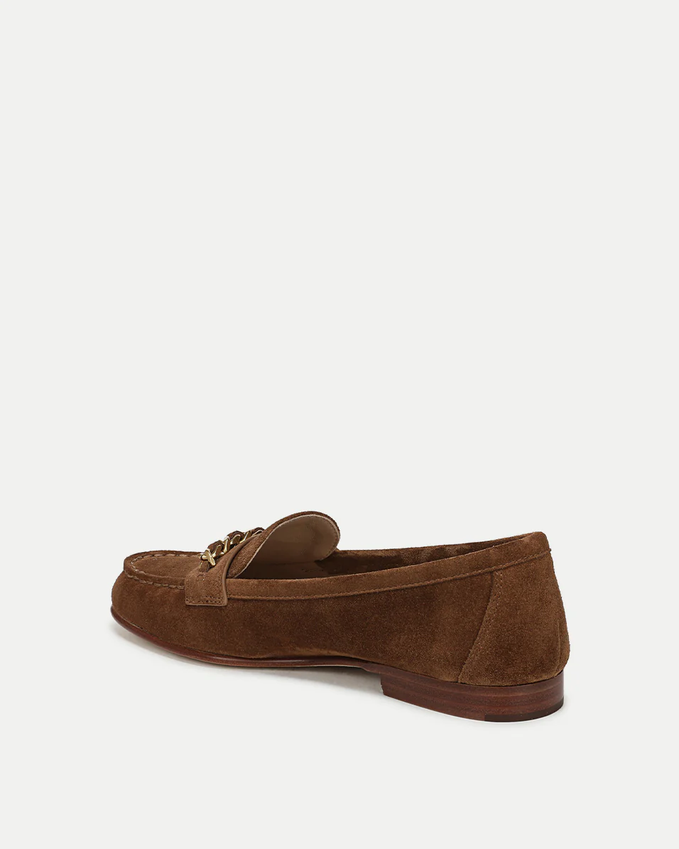 Penny Suede Chain-Link Loafer