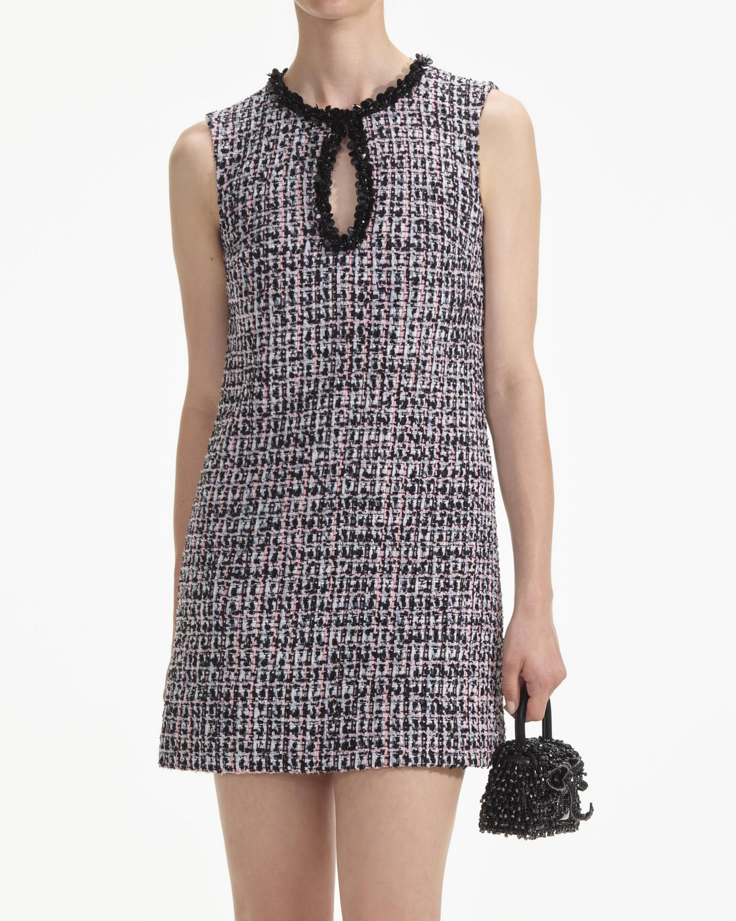 Boucle Embellished Mini Dress