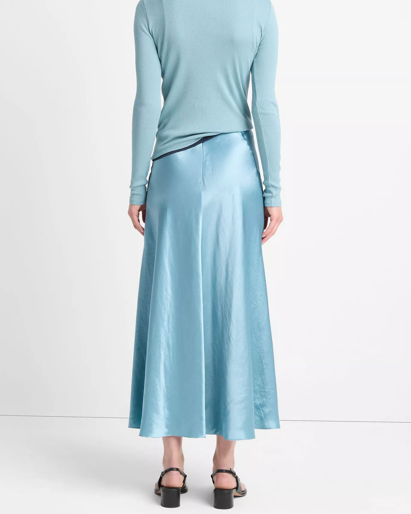 Satin Raw-Edge Paneled Slip Skirt