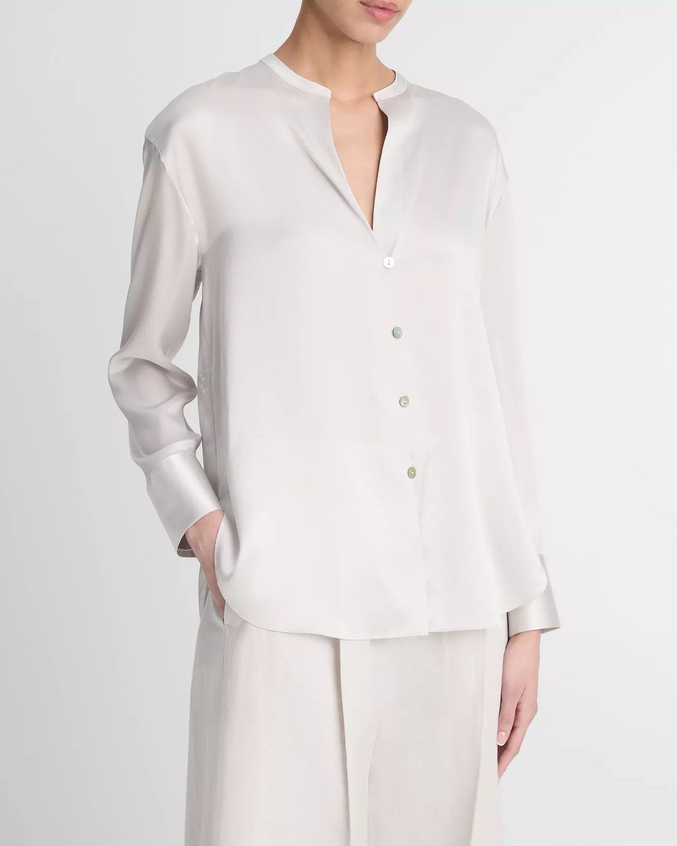 Silk-Band Collar Blouse