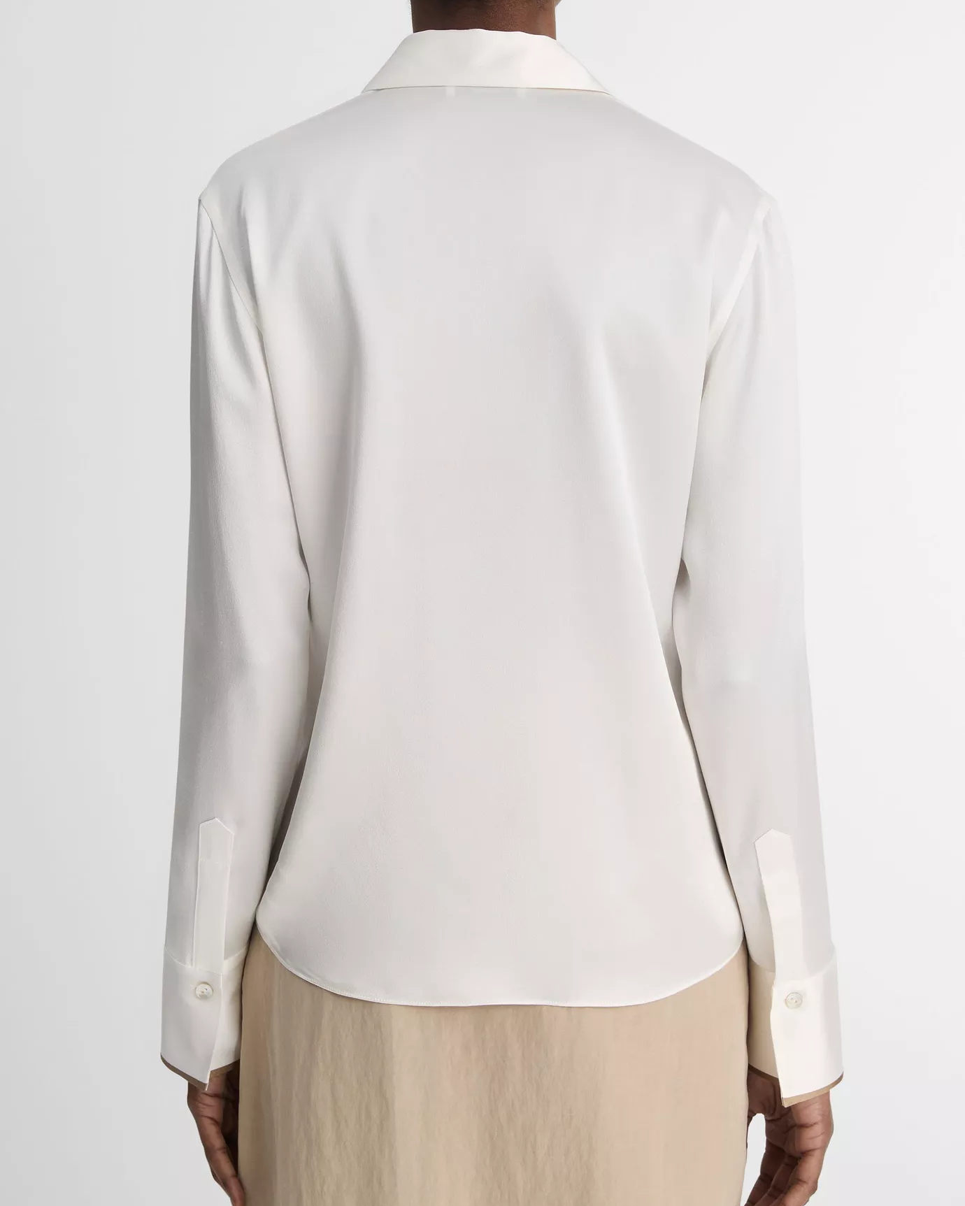 Silk Tipped Slim Long-Sleeve Blouse