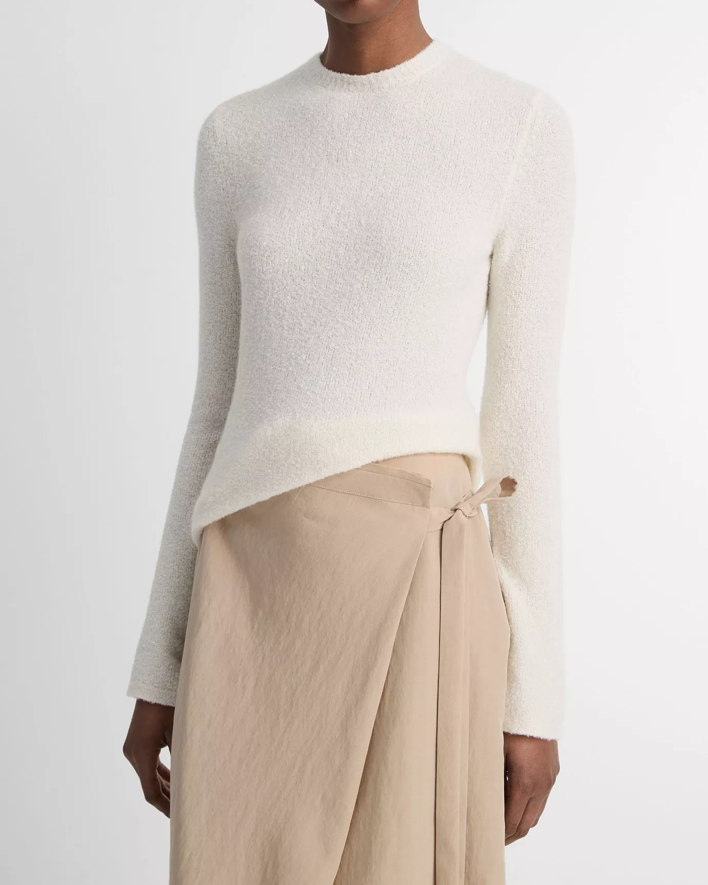 Bouclé Silk-Blend Crew Neck Sweater