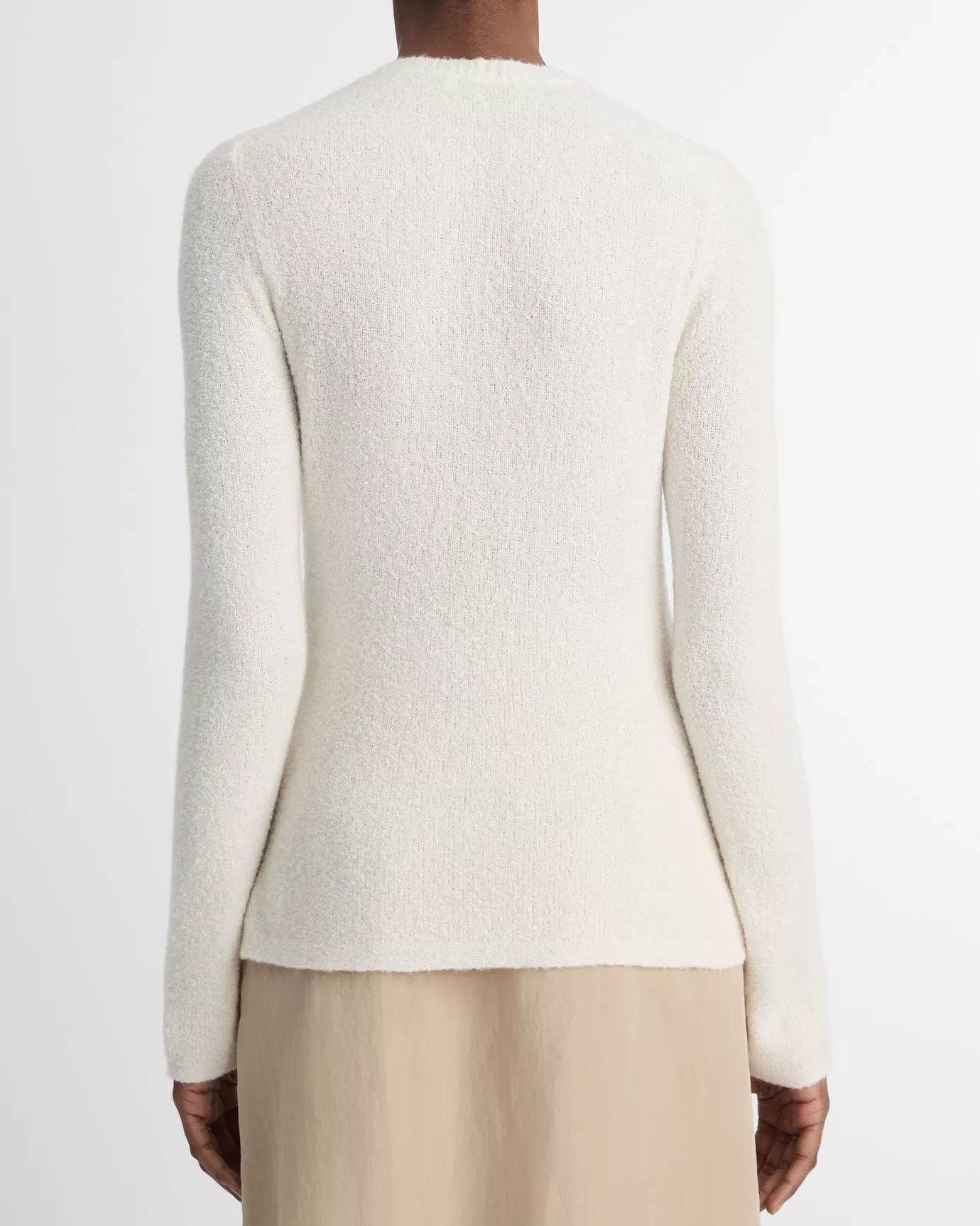 Bouclé Silk-Blend Crew Neck Sweater