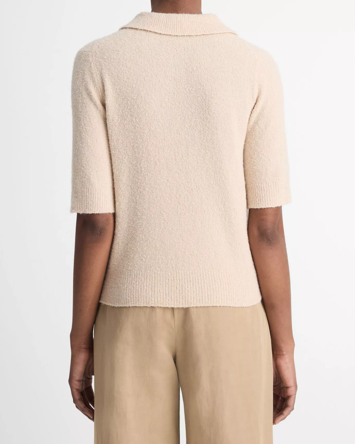 Bouclé Silk-Blend Polo Sweater