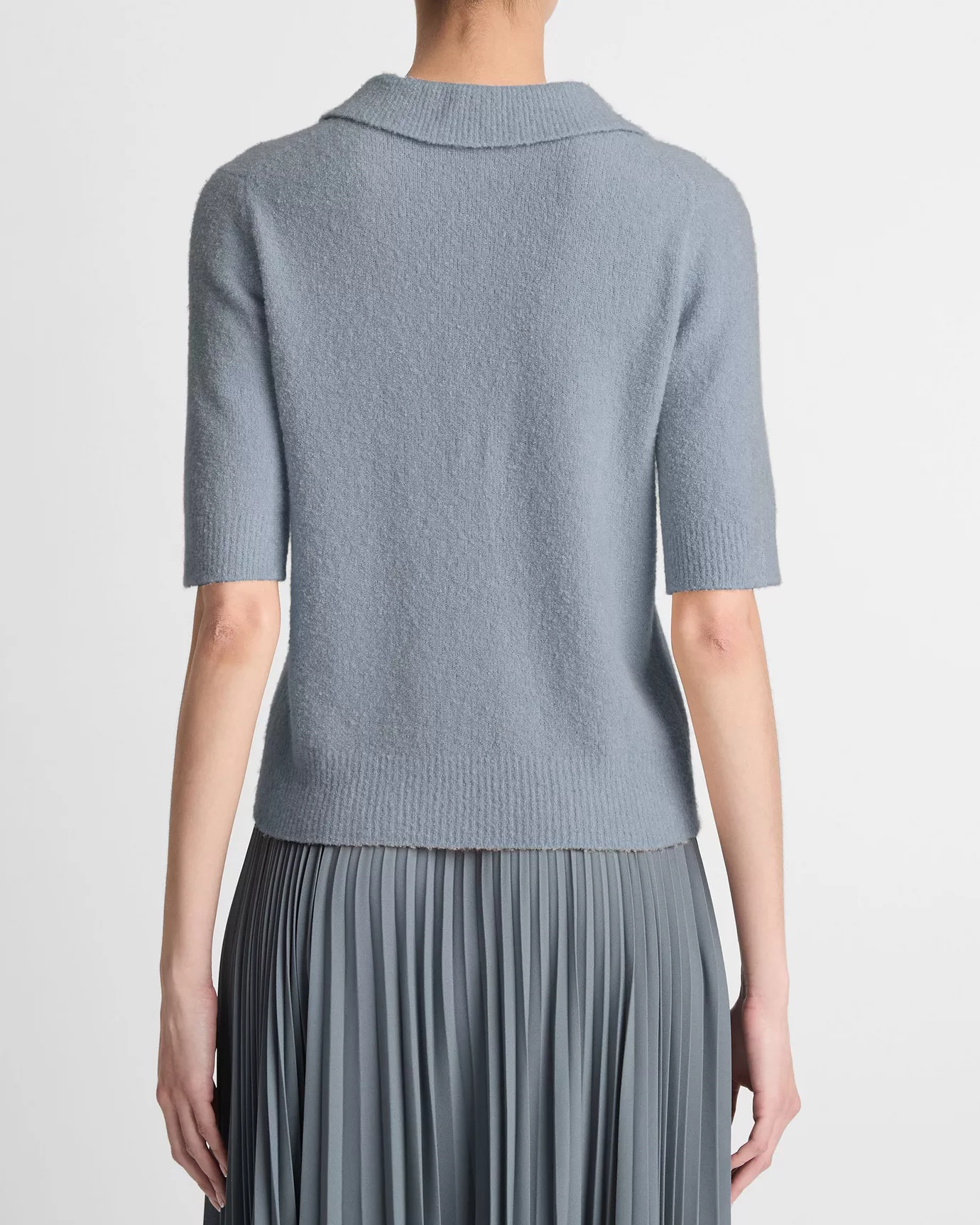 Bouclé Silk-Blend Polo Sweater