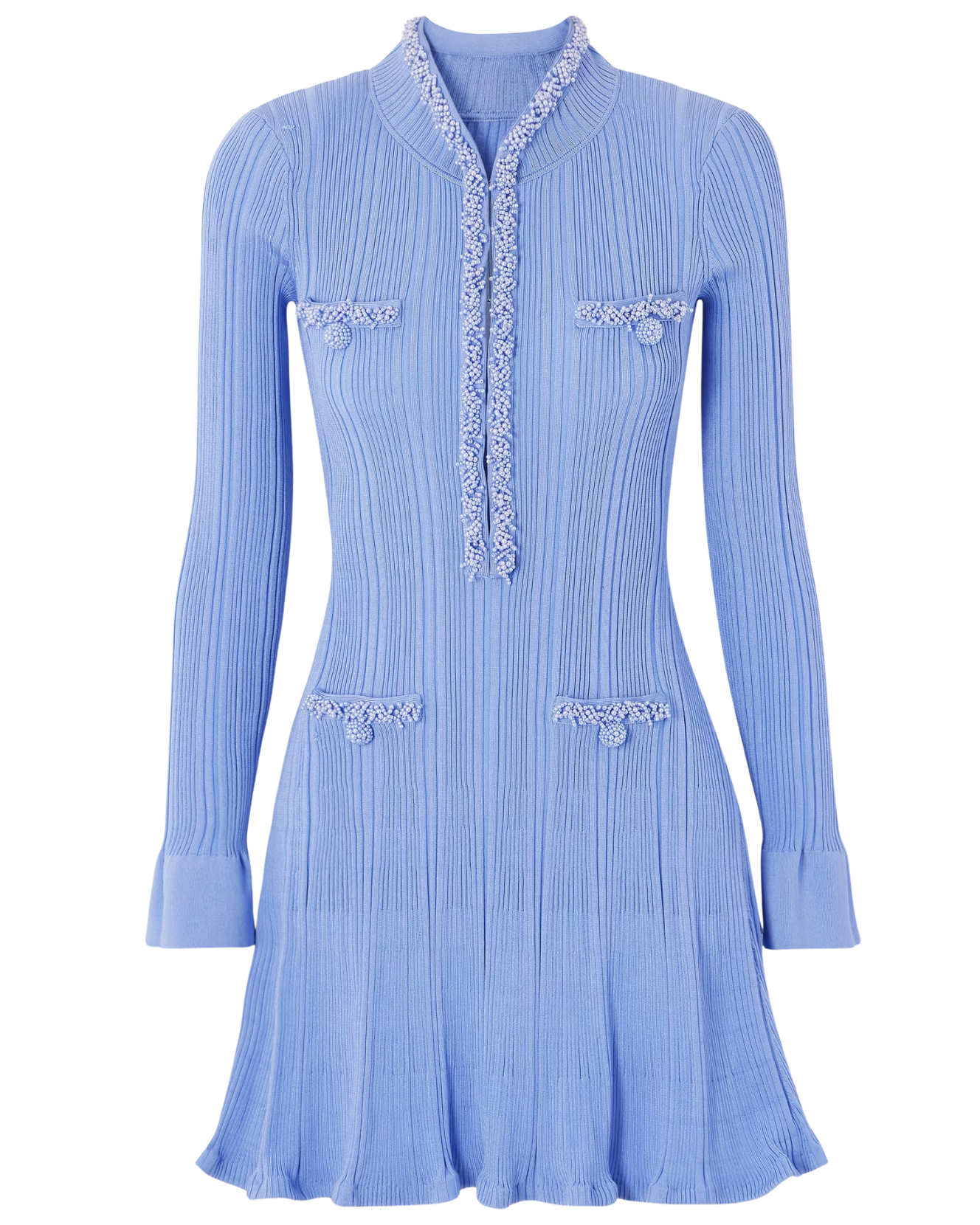 Pearl Trim Knit Mini Dress