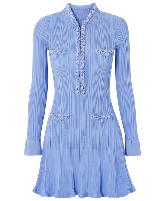 Pearl Trim Knit Mini Dress