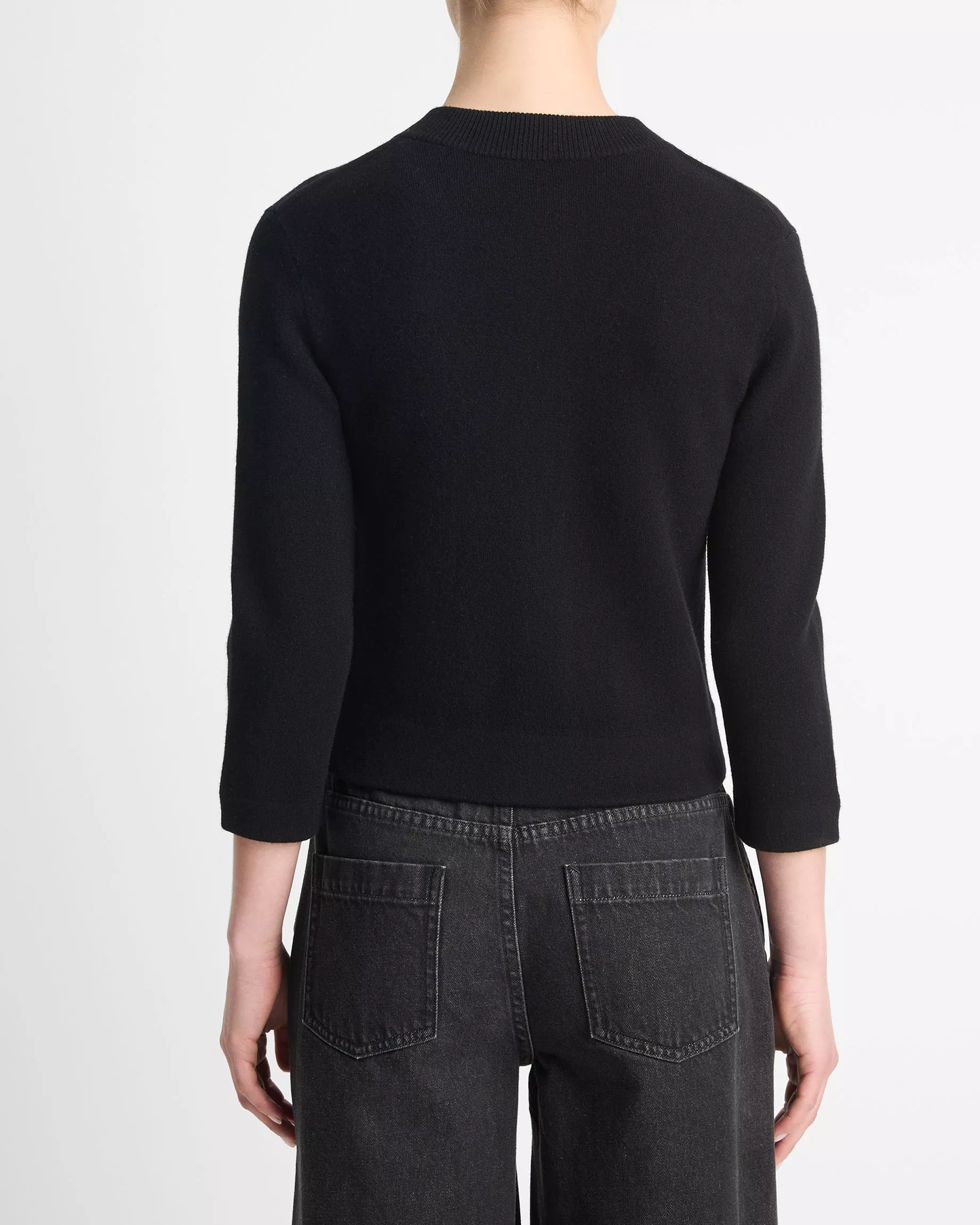 Wool-Blend Shrunken Snap Cardigan