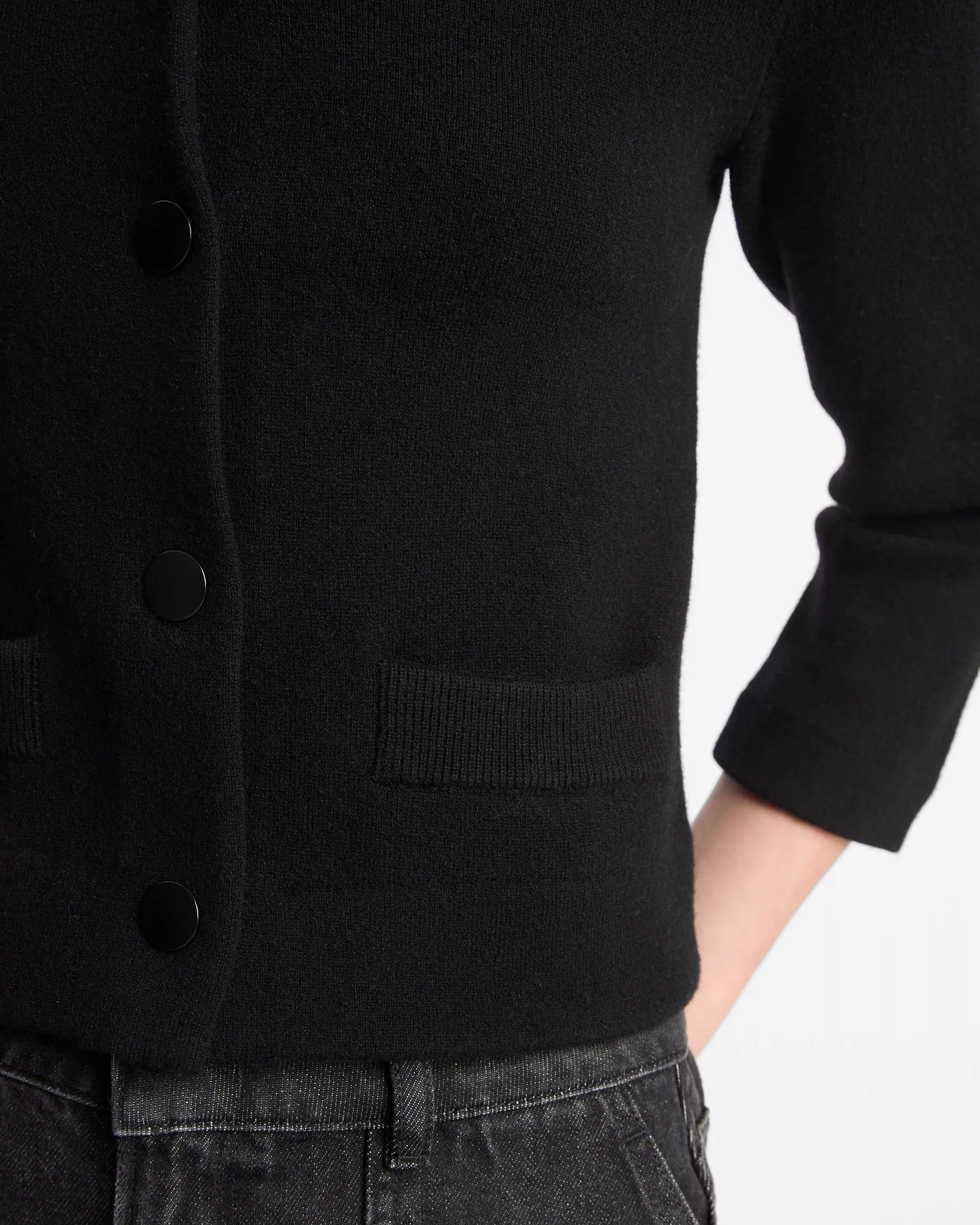 Wool-Blend Shrunken Snap Cardigan