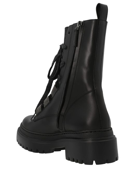 Monili Leather Combat Boots